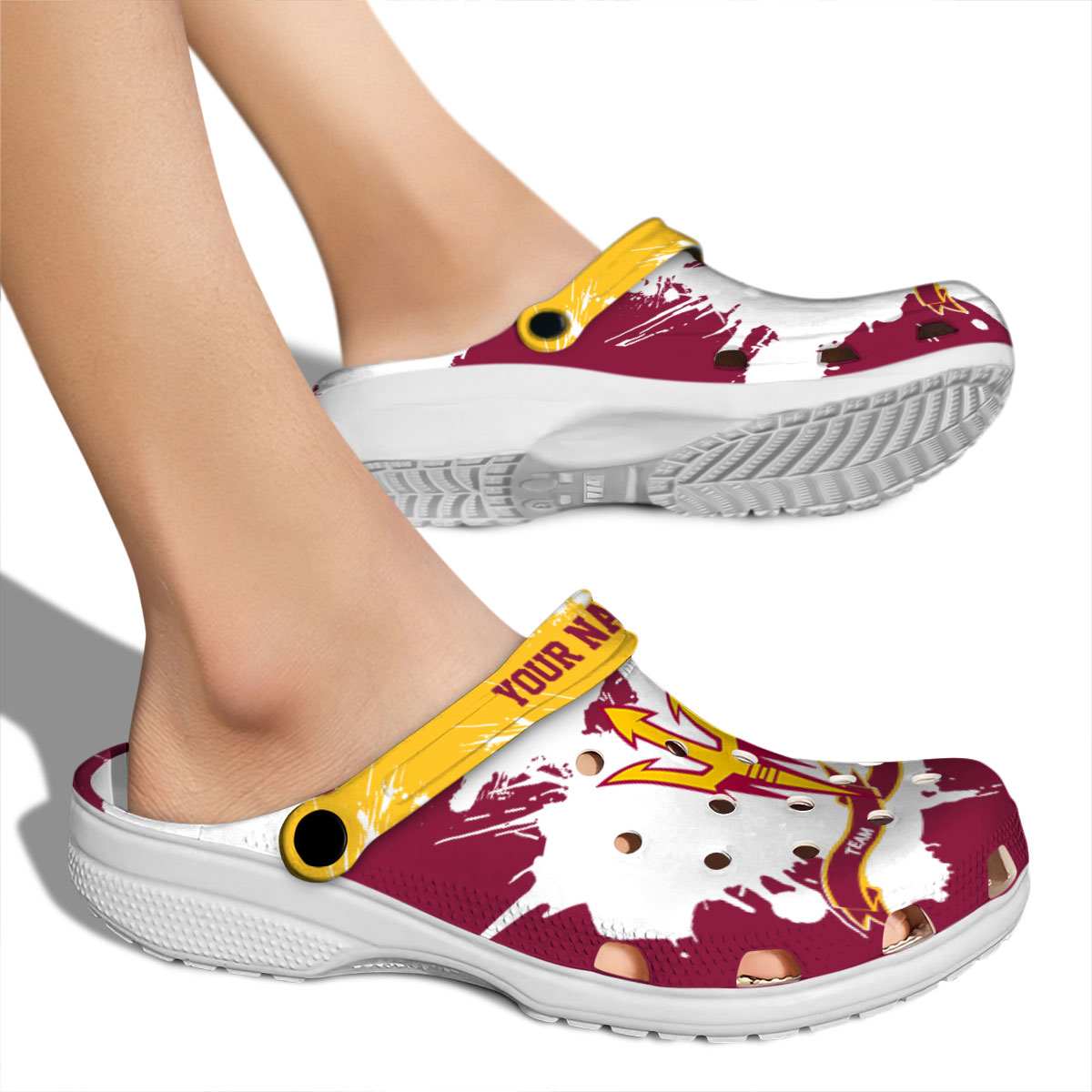 Merchidea Arizona State Sun Devils NCAA Sport Crocs Crocband Clogs Shoes Comfortable For Men Women and Kids