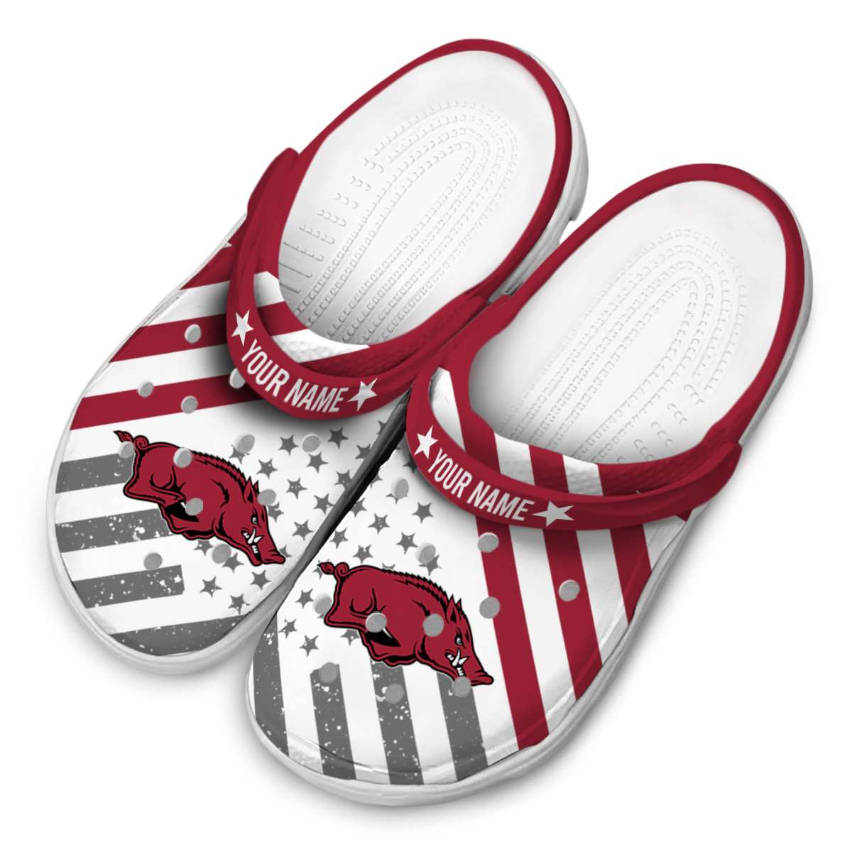 Merchidea Arkansas Razorbacks NCAA Sport Crocs Crocband Clogs Shoes Comfortable For Men Women and Kids