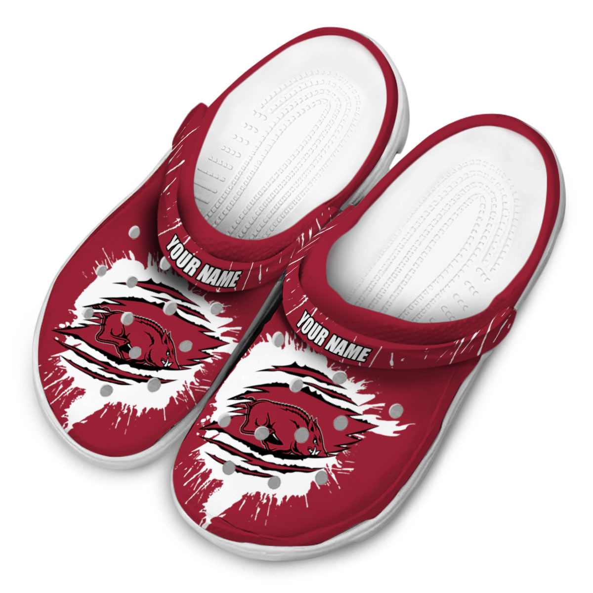 Merchidea Arkansas Razorbacks NCAA Sport Crocs Crocband Clogs Shoes Comfortable For Men Women and Kids