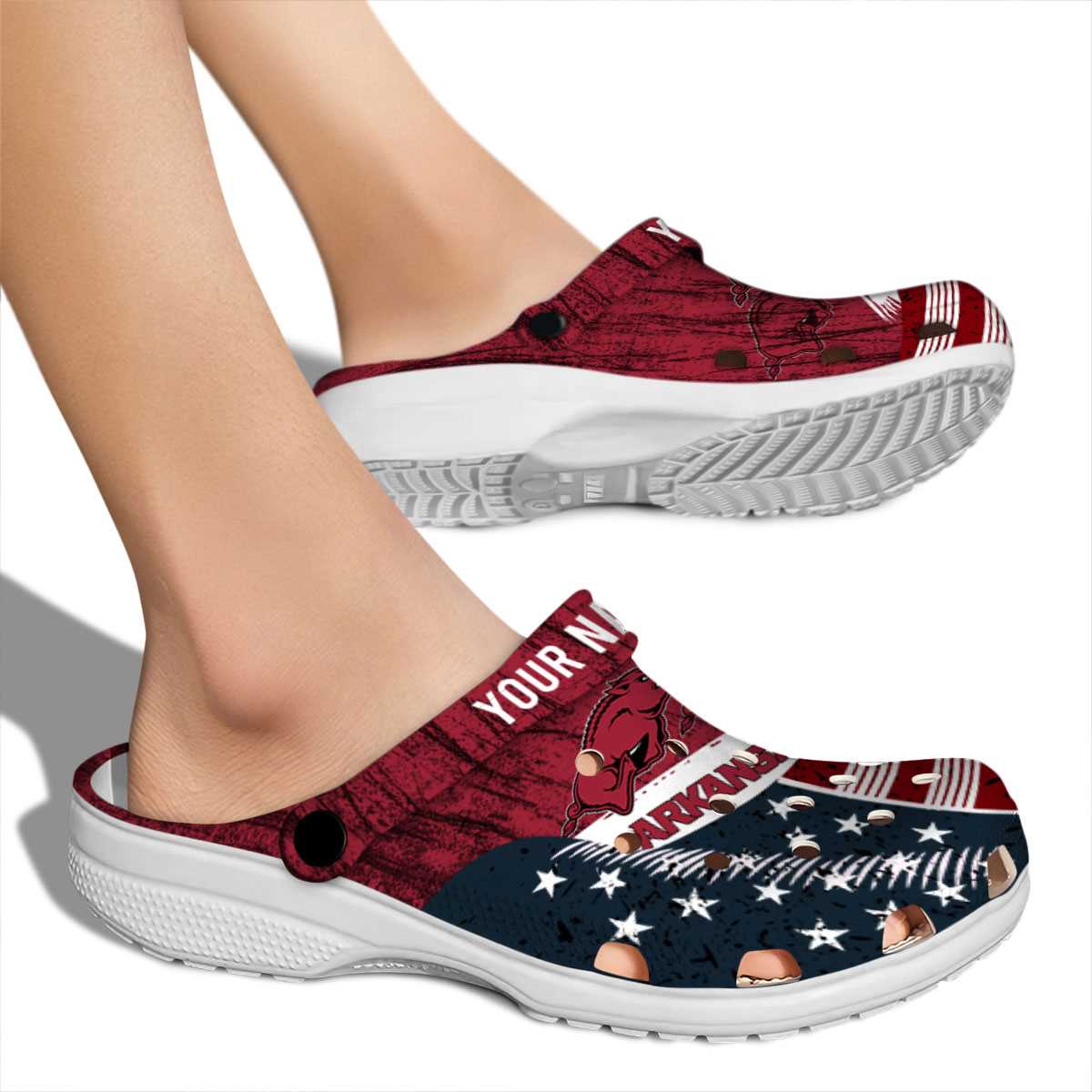 Merchidea Arkansas Razorbacks NCAA Sport Crocs Crocband Clogs Shoes Comfortable For Men Women and Kids