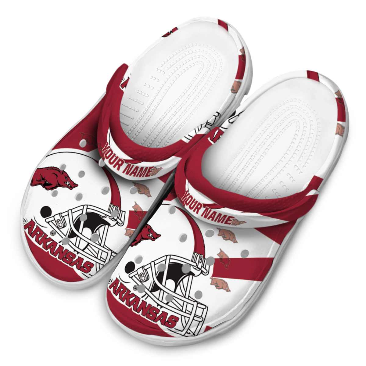 Merchidea Arkansas Razorbacks NCAA Sport Crocs Crocband Clogs Shoes Comfortable For Men Women and Kids