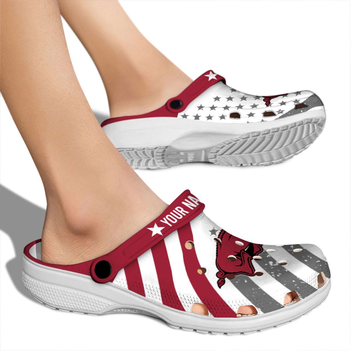 Merchidea Arkansas Razorbacks NCAA Sport Crocs Crocband Clogs Shoes Comfortable For Men Women and Kids