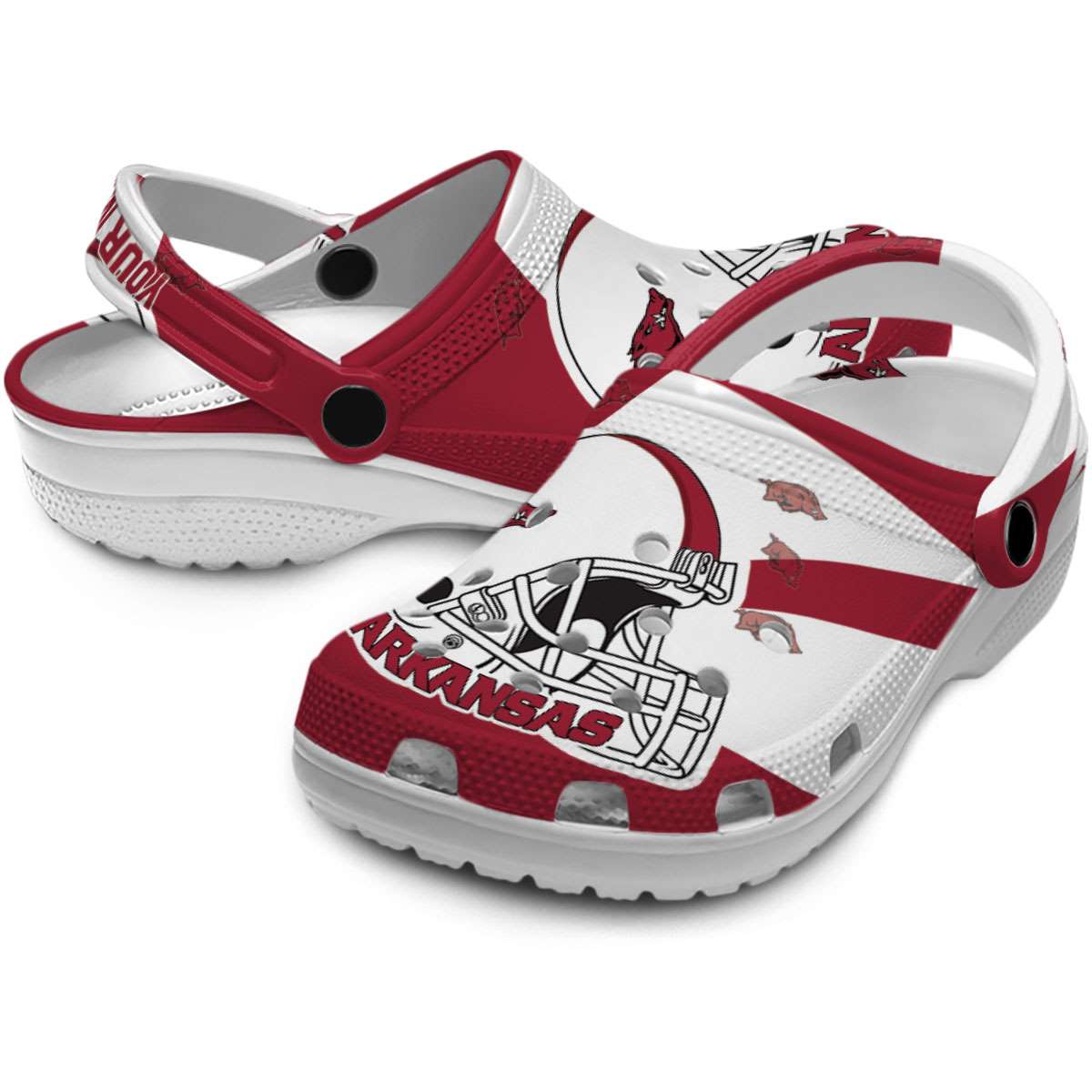 Merchidea Arkansas Razorbacks NCAA Sport Crocs Crocband Clogs Shoes Comfortable For Men Women and Kids