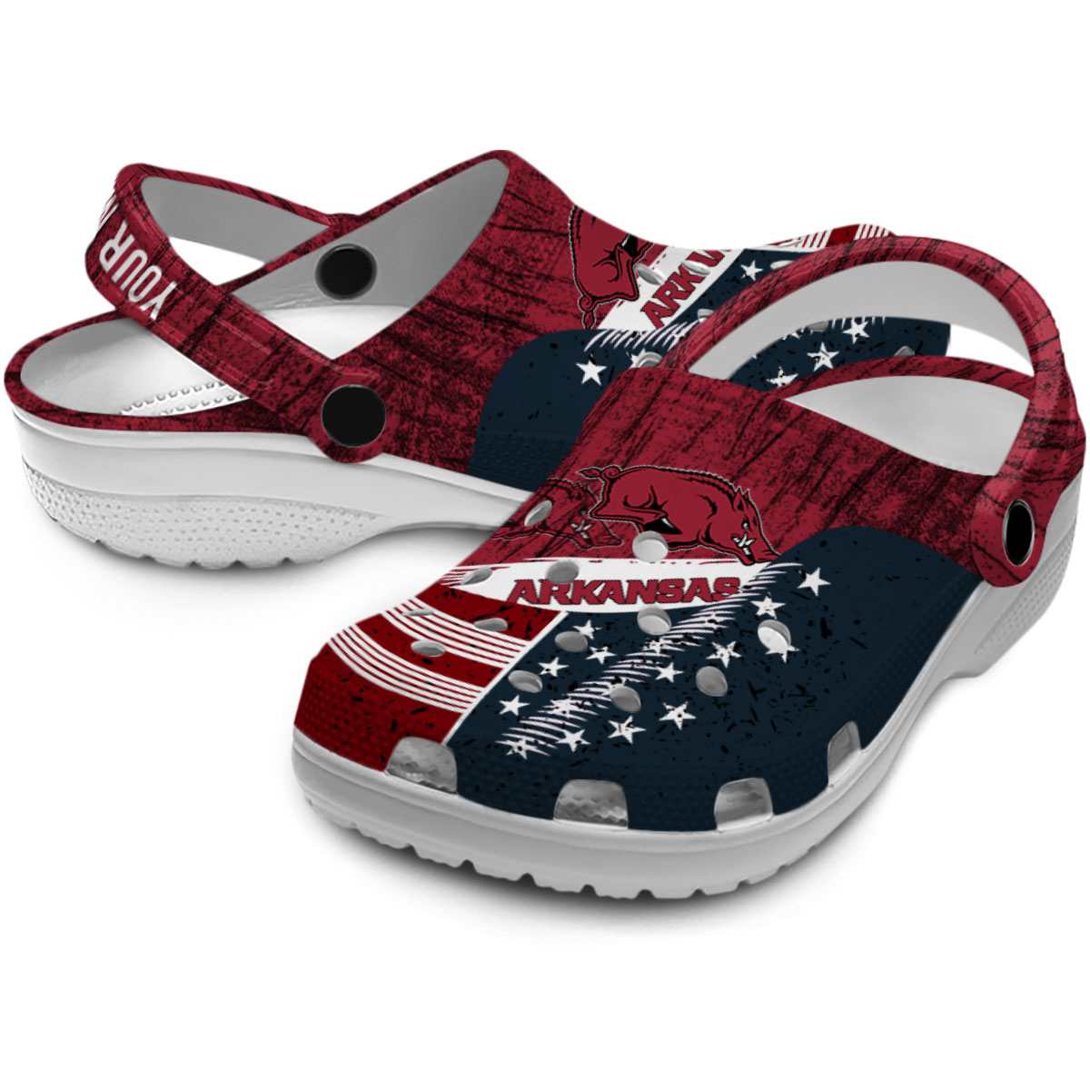 Merchidea Arkansas Razorbacks NCAA Sport Crocs Crocband Clogs Shoes Comfortable For Men Women and Kids
