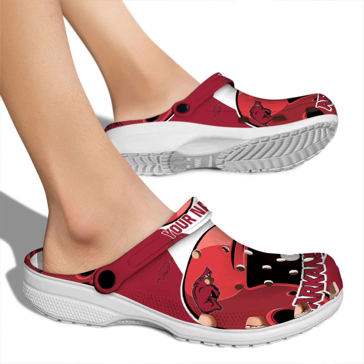 Merchidea Arkansas Razorbacks NCAA Sport Crocs Crocband Clogs Shoes Comfortable For Men Women and Kids