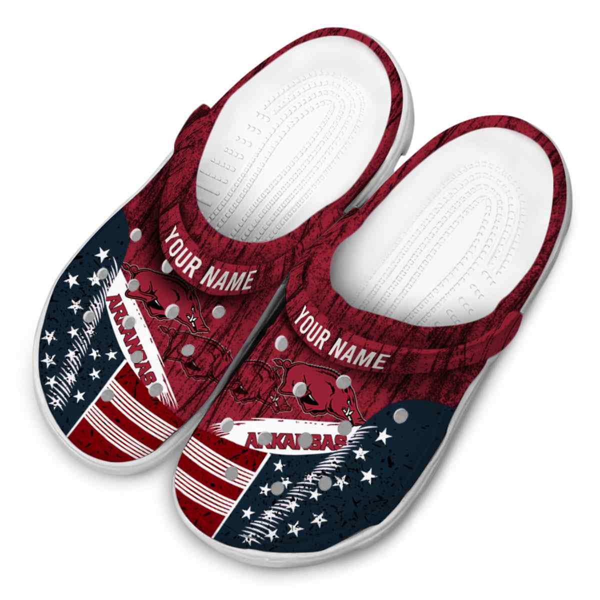 Merchidea Arkansas Razorbacks NCAA Sport Crocs Crocband Clogs Shoes Comfortable For Men Women and Kids