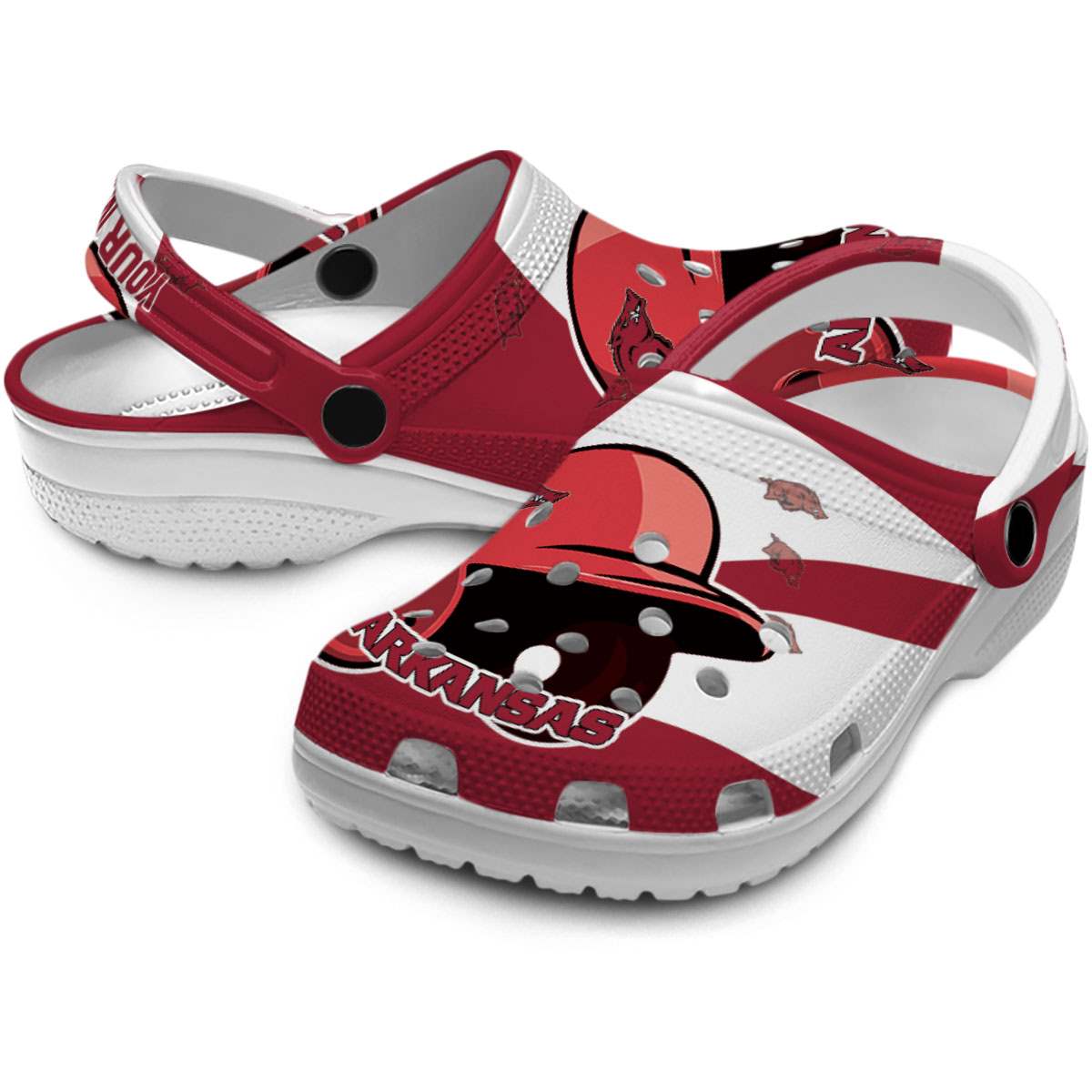 Merchidea Arkansas Razorbacks NCAA Sport Crocs Crocband Clogs Shoes Comfortable For Men Women and Kids