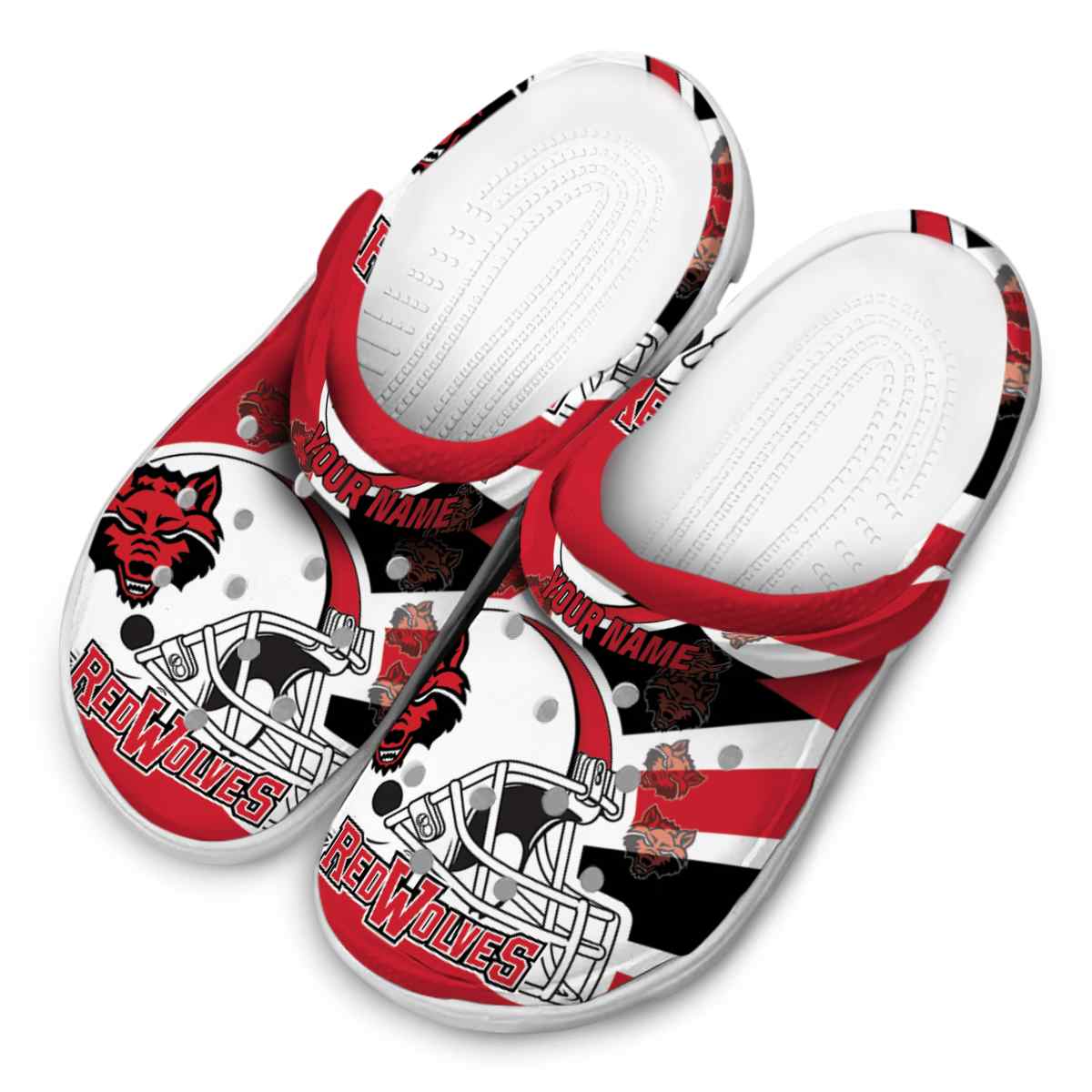 Merchidea Arkansas State Red Wolves NCAA Sport Crocs Crocband Clogs Shoes Comfortable For Men Women and Kids