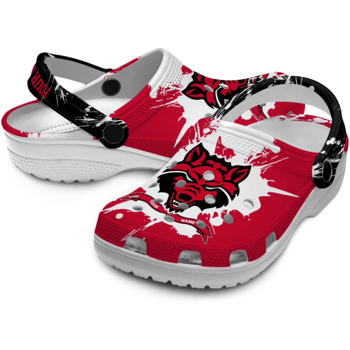 Merchidea Arkansas State Red Wolves NCAA Sport Crocs Crocband Clogs Shoes Comfortable For Men Women and Kids