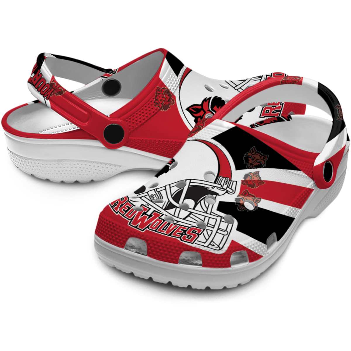 Merchidea Arkansas State Red Wolves NCAA Sport Crocs Crocband Clogs Shoes Comfortable For Men Women and Kids