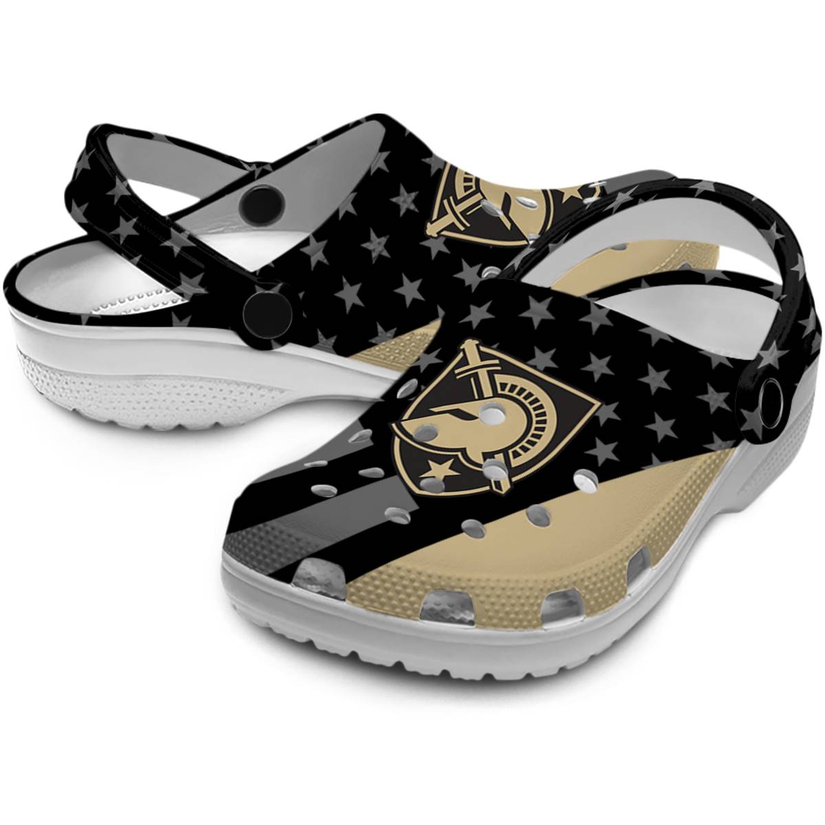 Merchidea Army Black Knights NCAA Sport Crocs Crocband Clogs Shoes Comfortable For Men Women and Kids