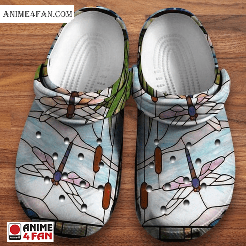 Merchidea Art Glass DragoNFLy Crocs Crocband Clogs Shoes Comfortable For Men Women and Kids