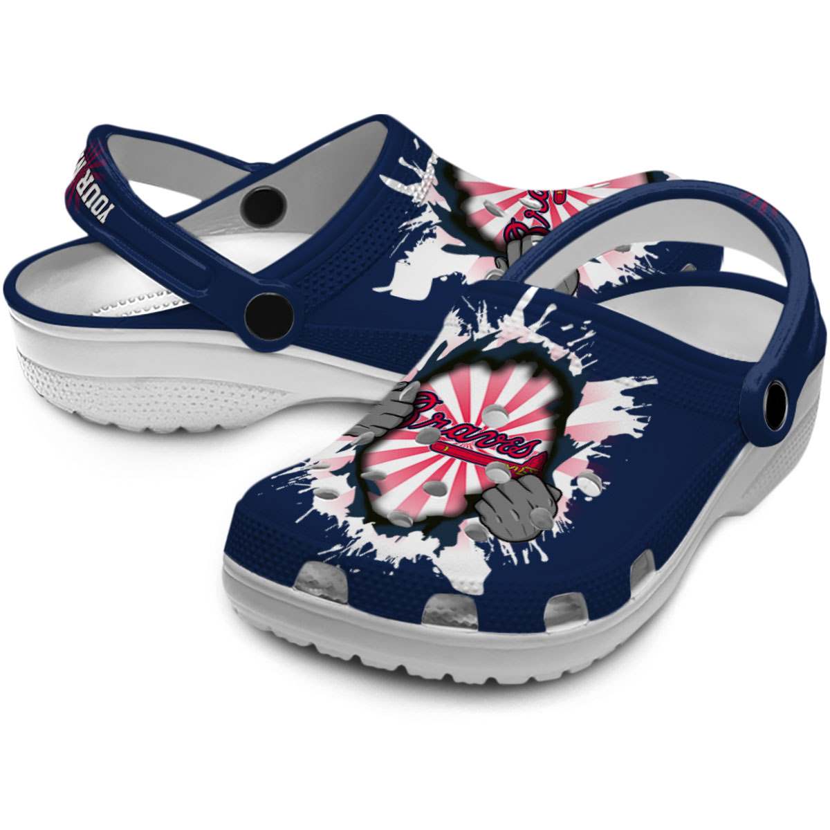 Merchidea Atlanta Braves MLB Sport Crocs Crocband Clogs Shoes Comfortable For Men Women and Kids