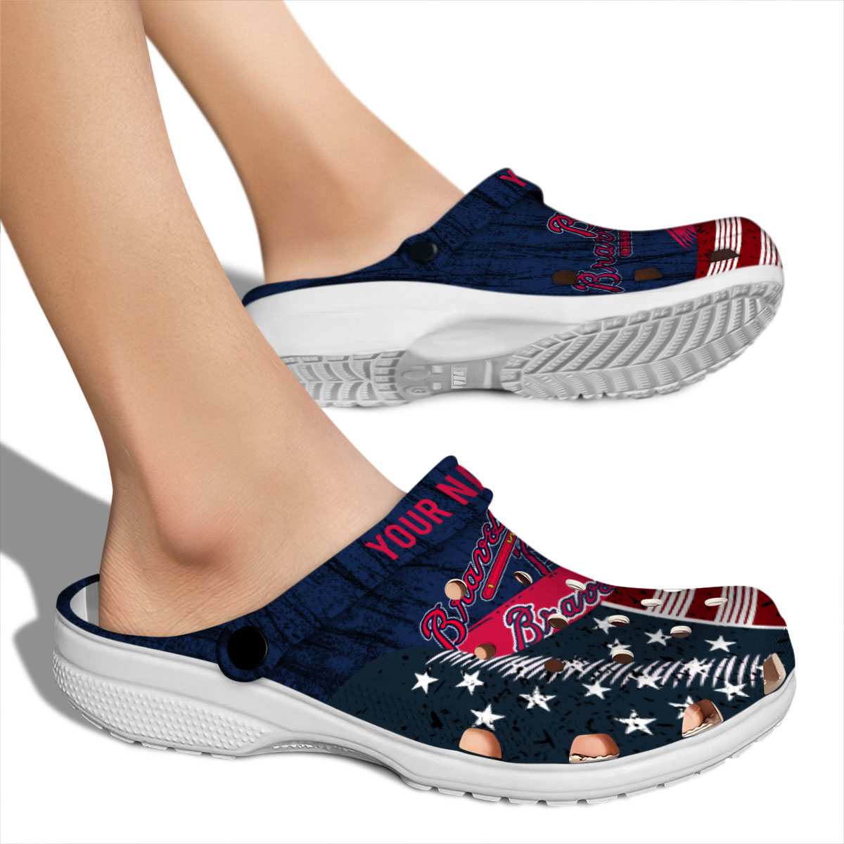 Merchidea Atlanta Braves MLB Sport Crocs Crocband Clogs Shoes Comfortable For Men Women and Kids
