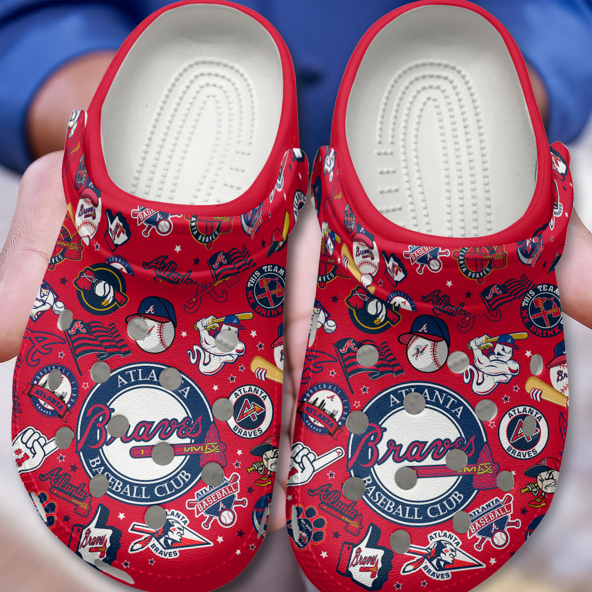 Merchidea Atlanta Braves MLB Sport Crocs Crocband Clogs Shoes Comfortable For Men Women and Kids