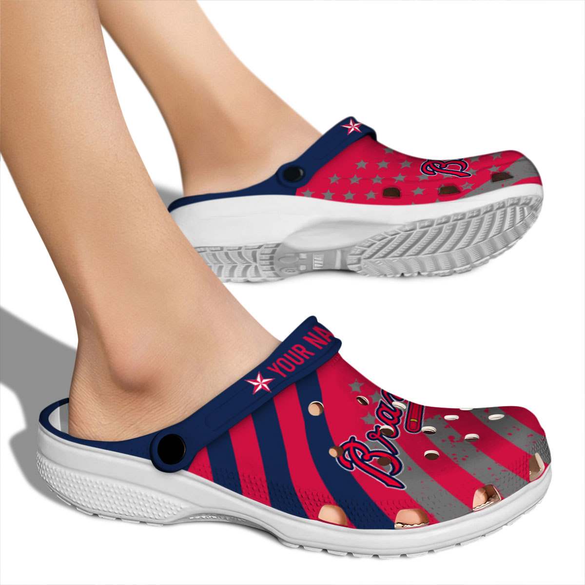Merchidea Atlanta Braves MLB Sport Crocs Crocband Clogs Shoes Comfortable For Men Women and Kids
