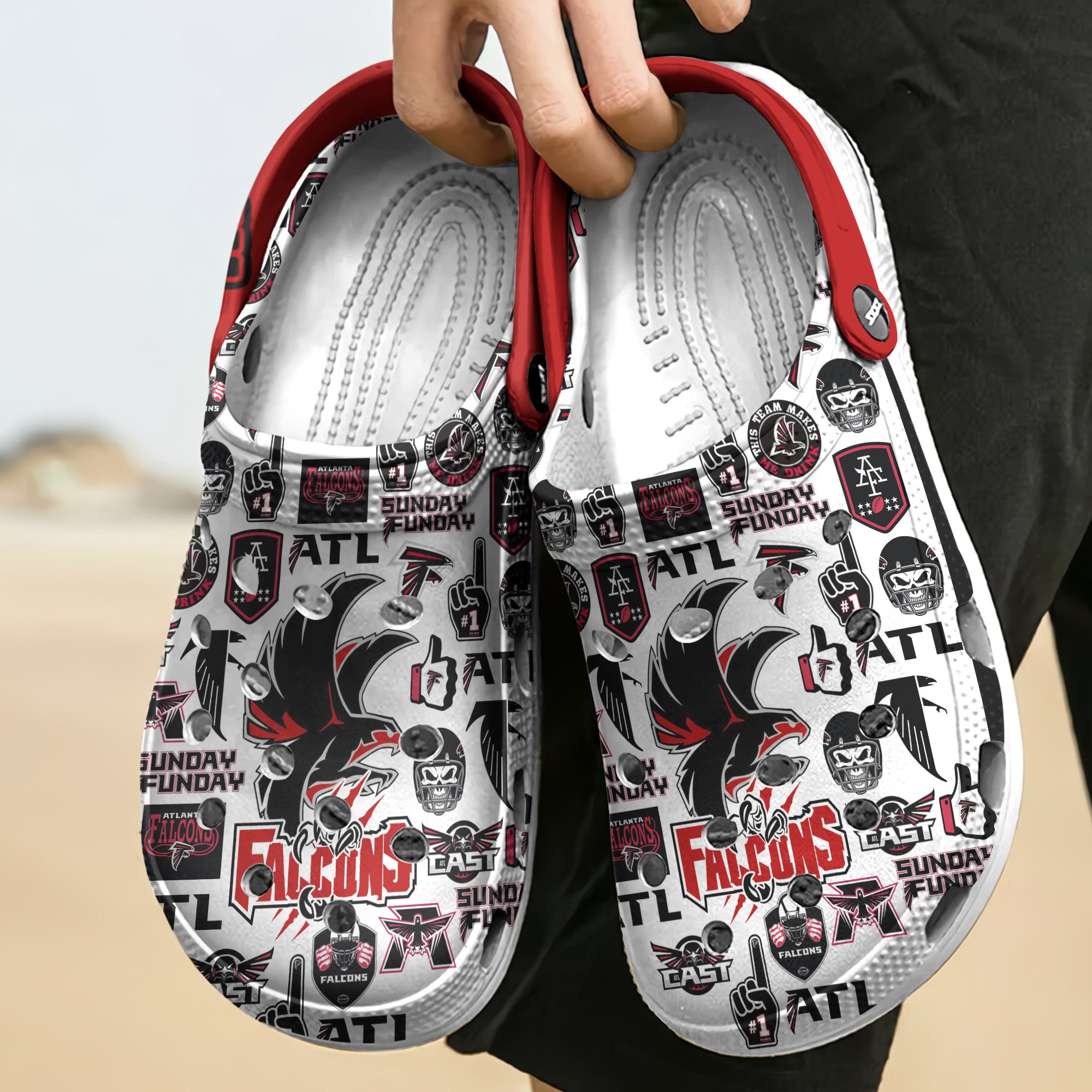 Merchidea Atlanta Falcons NFL Sport Crocs Crocband Clogs Shoes Comfortable For Men Women and Kids