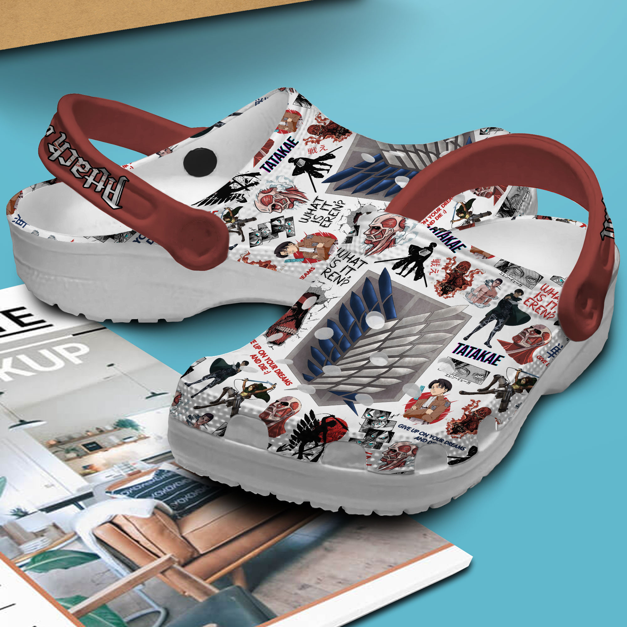 Merchidea Attack on Titan Anime Crocs Crocband Clogs Shoes Comfortable For Men Women and Kids