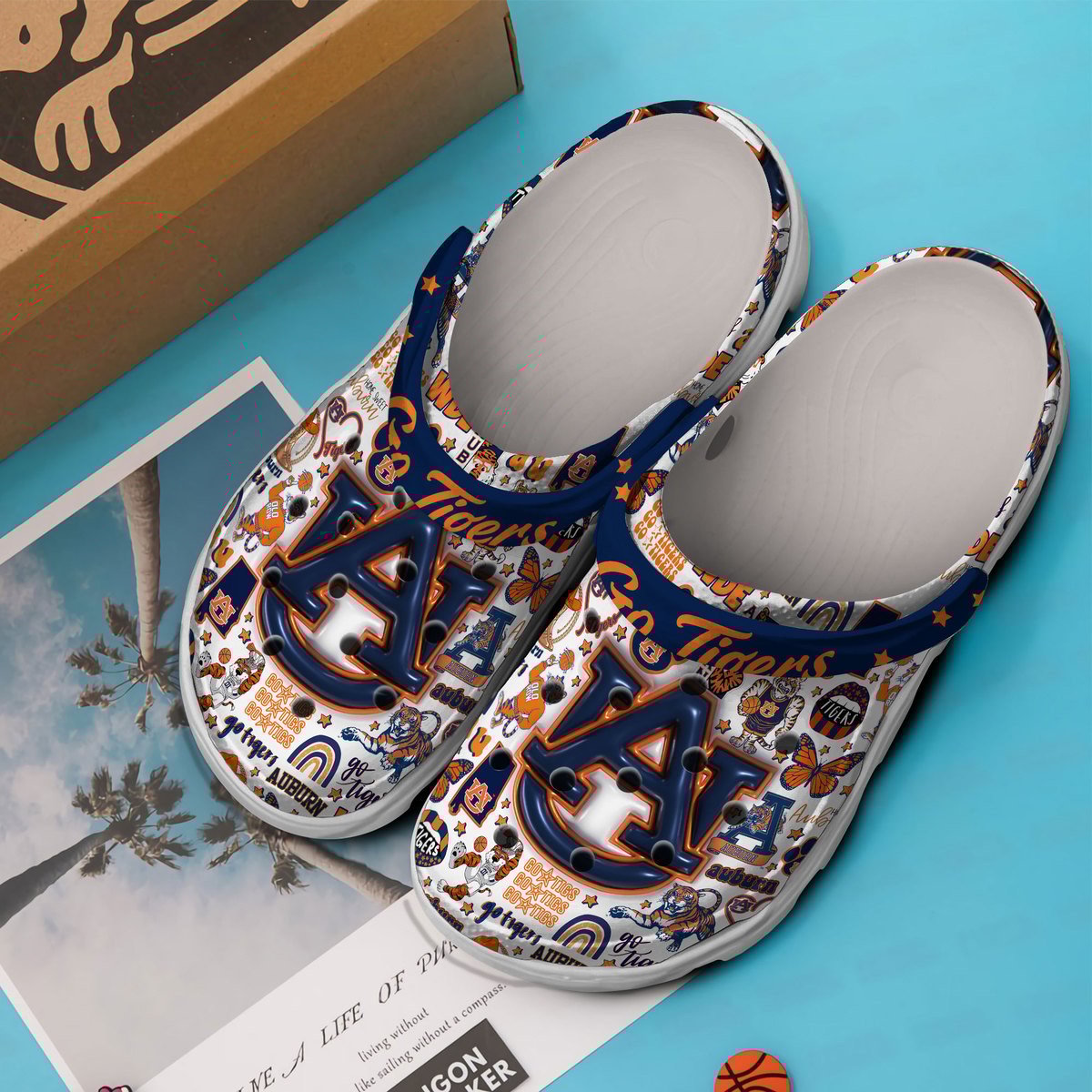 Merchidea Auburn Tigers NCAA Sport Crocs Crocband Clogs Shoes Comfortable For Men Women and Kids