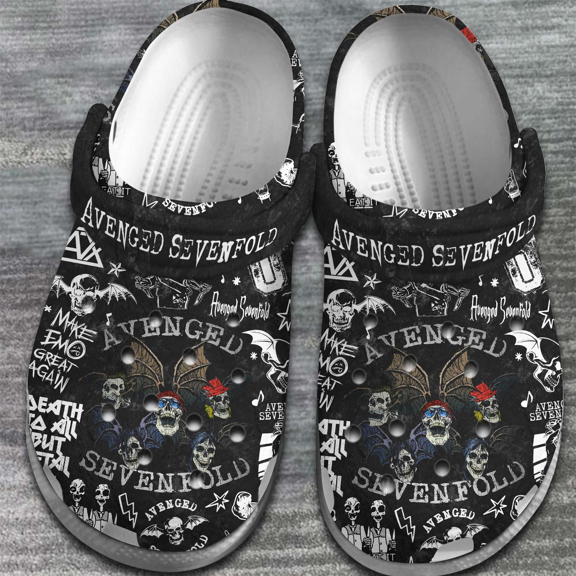 Merchidea Avenged Sevenfold Music Band Crocs Crocband Clogs Shoes Comfortable For Men Women and Kids