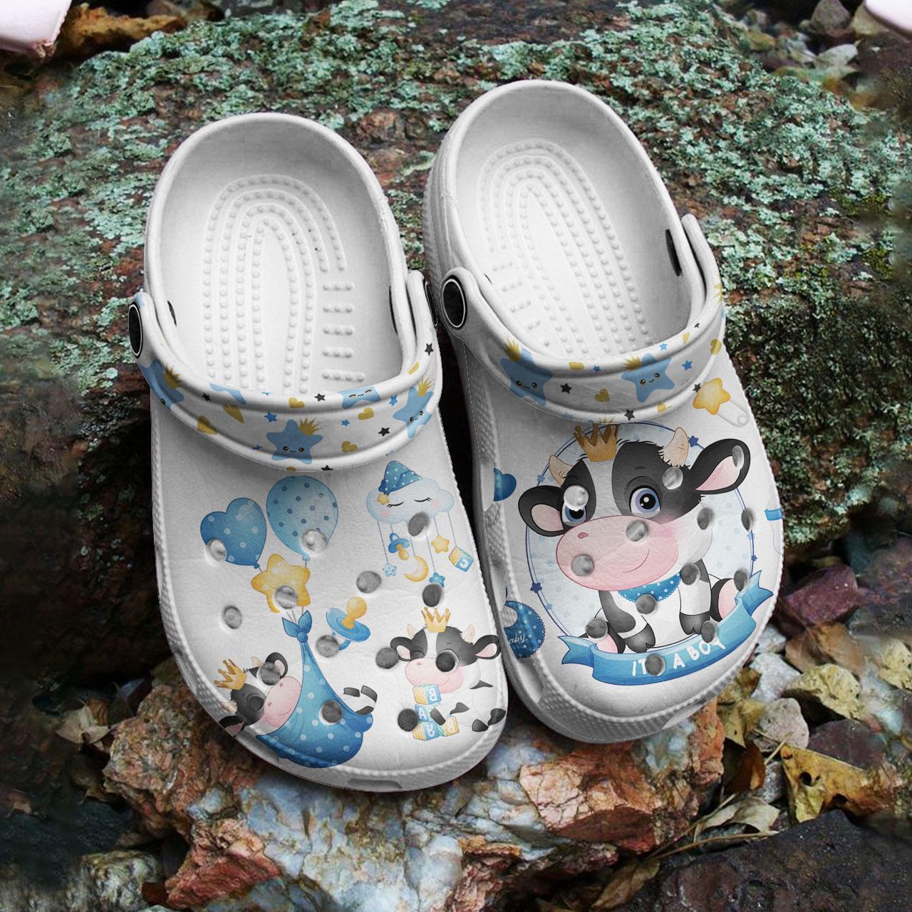 Merchidea Baby Cow Crocs Crocband Clogs Shoes Comfortable For Men Women and Kids