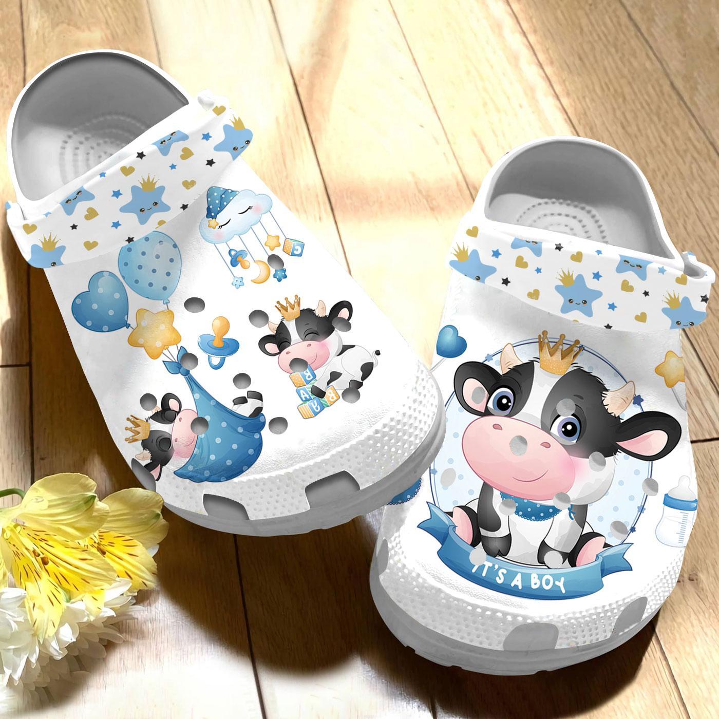 Merchidea Baby Cow Crocs Crocband Clogs Shoes Comfortable For Men Women and Kids