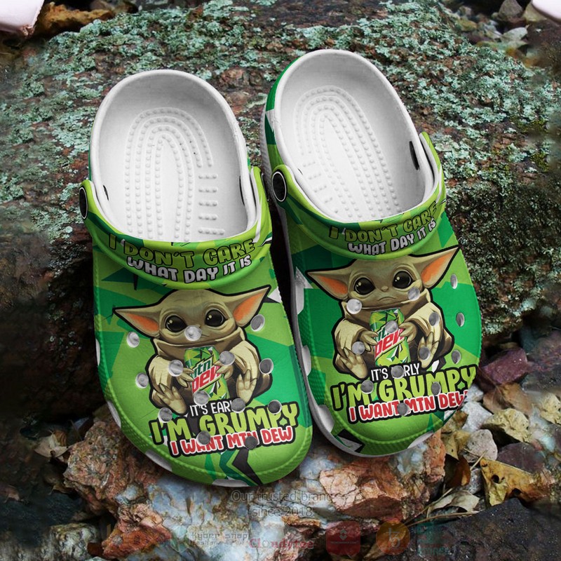 Merchidea Baby Yoda and Mountain Dew Crocs Crocband Clogs Shoes Comfortable For Men Women and Kids