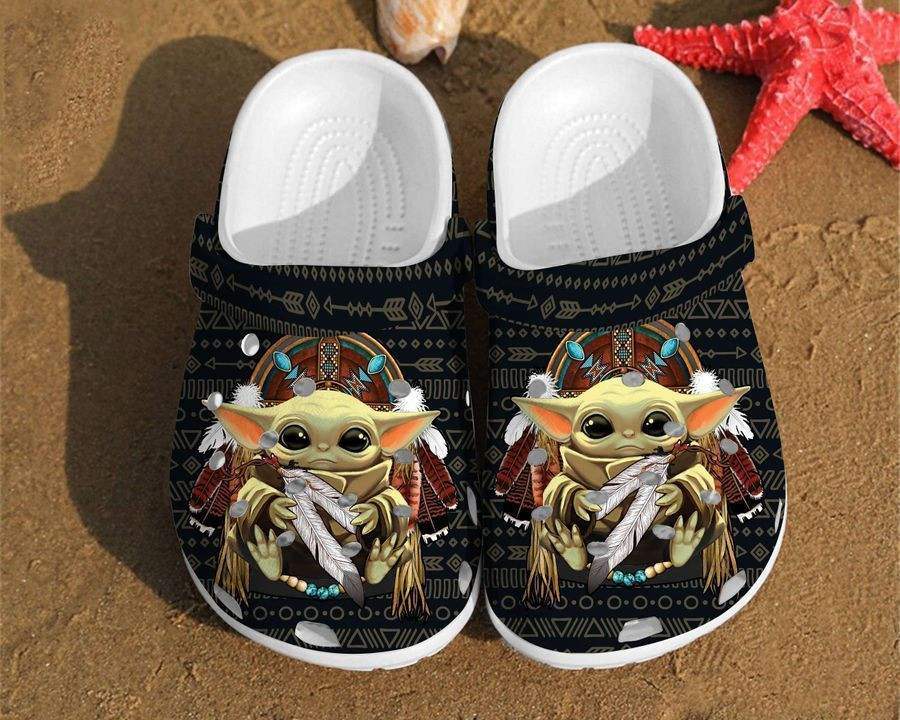 Merchidea Baby Yoda Native American Unique Gifts For Star Wars Fan Love Independence Us Day Clog Shoes