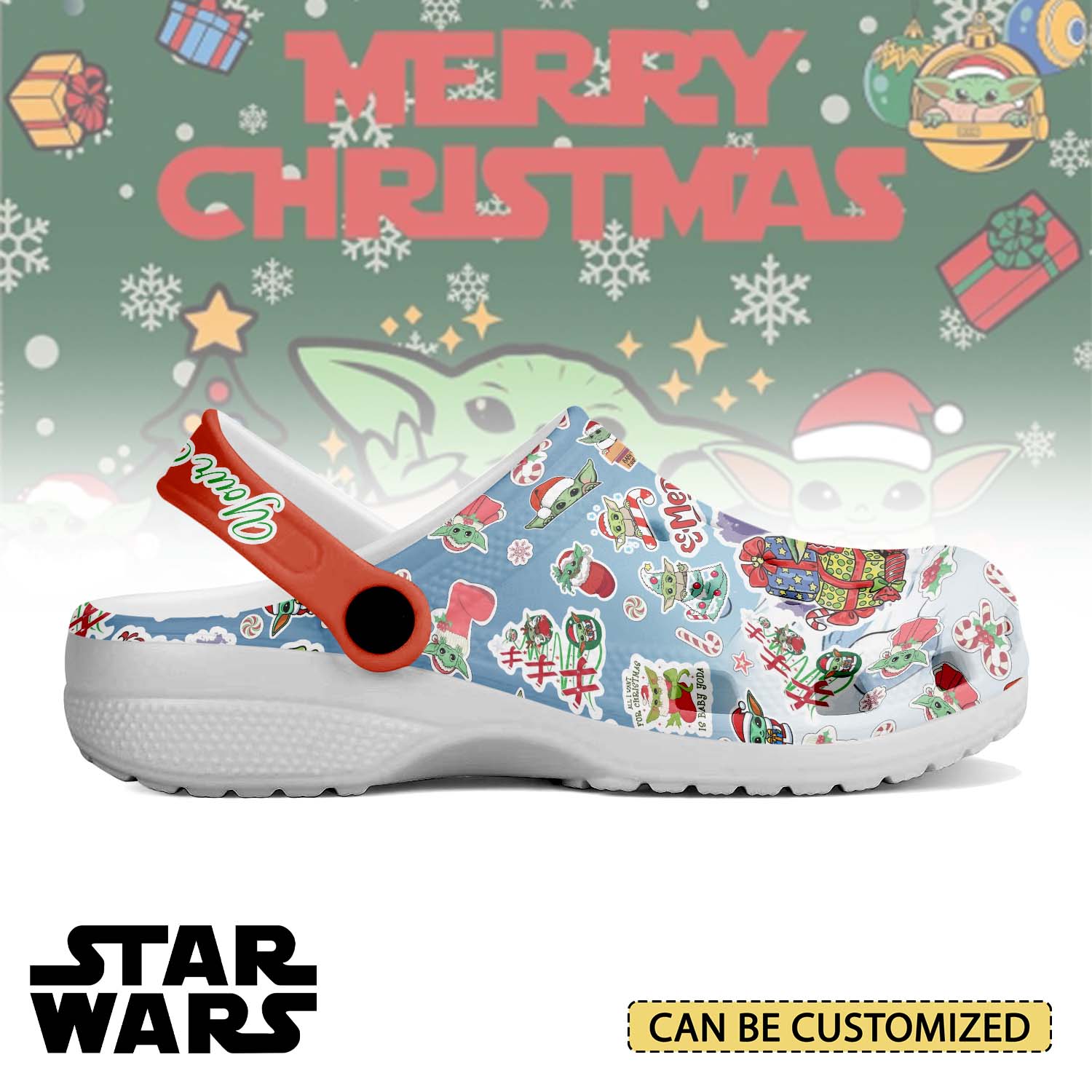 Merchidea Baby Yoda x Christmas Movie Crocs Crocband Clogs Shoes Comfortable For Men Women and Kids
