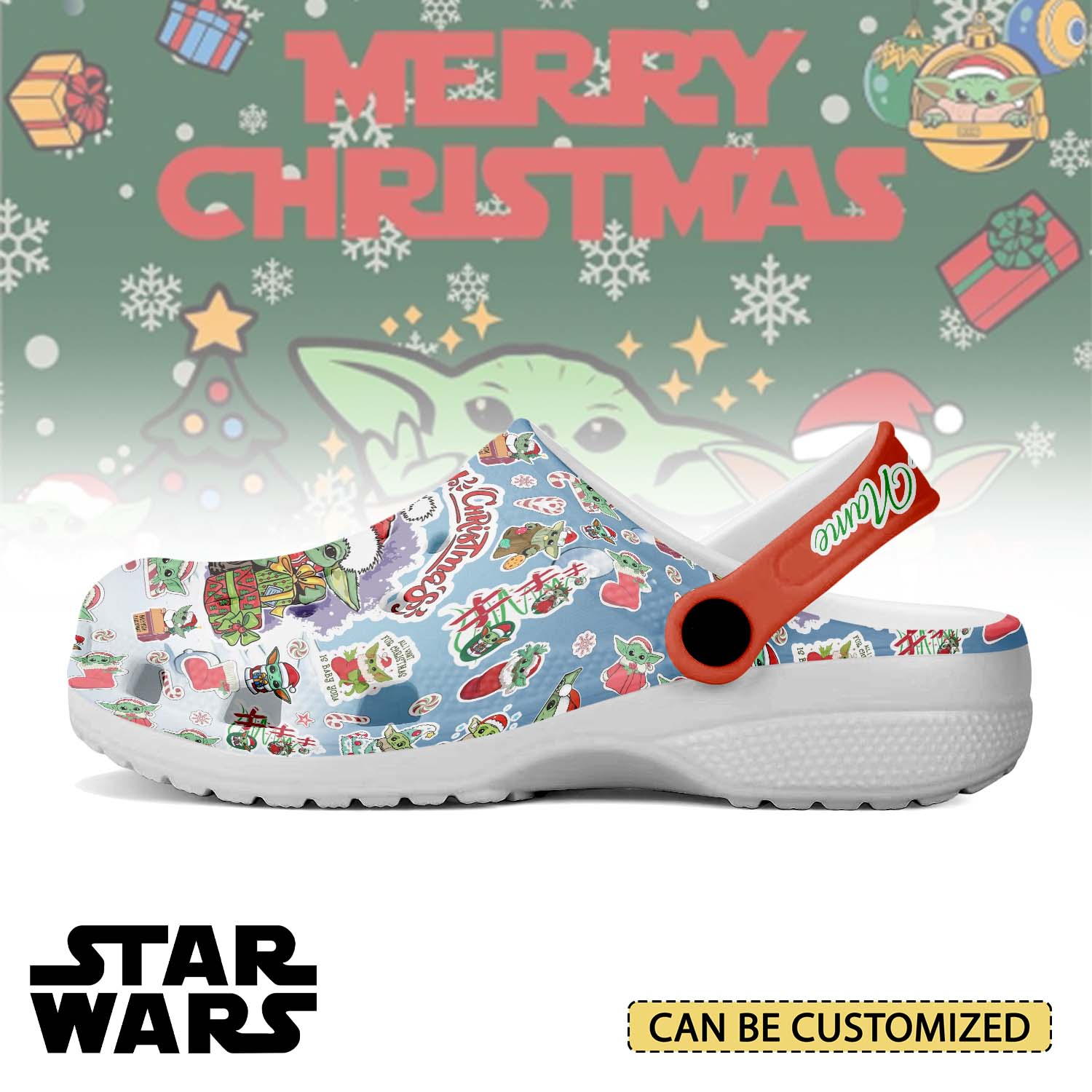 Merchidea Baby Yoda x Christmas Movie Crocs Crocband Clogs Shoes Comfortable For Men Women and Kids
