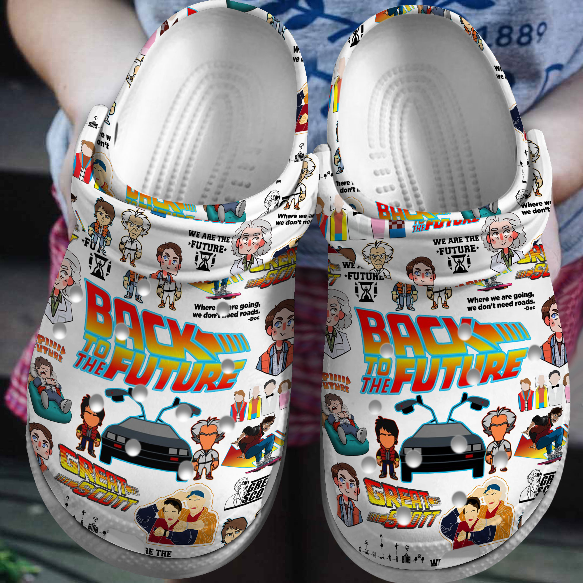 Merchidea Back To The Future Movie Crocs Crocband Clogs Shoes Comfortable For Men Women and Kids
