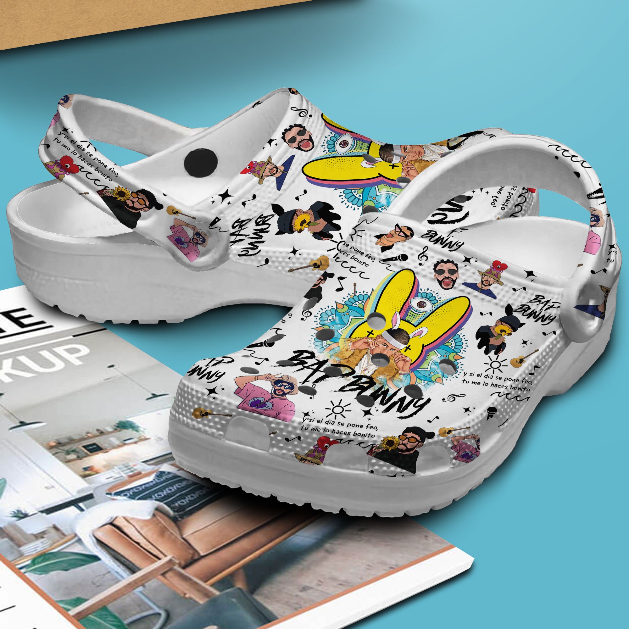 Merchidea Bad Bunny Music Crocs Crocband Clogs Shoes Comfortable For Men Women and Kids