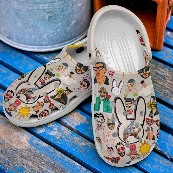 Merchidea Bad Bunny Music Crocs Crocband Clogs Shoes Comfortable For Men Women and Kids