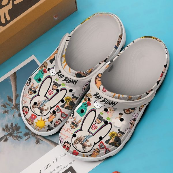 Merchidea Bad Bunny Music Crocs Crocband Clogs Shoes Comfortable For Men Women and Kids