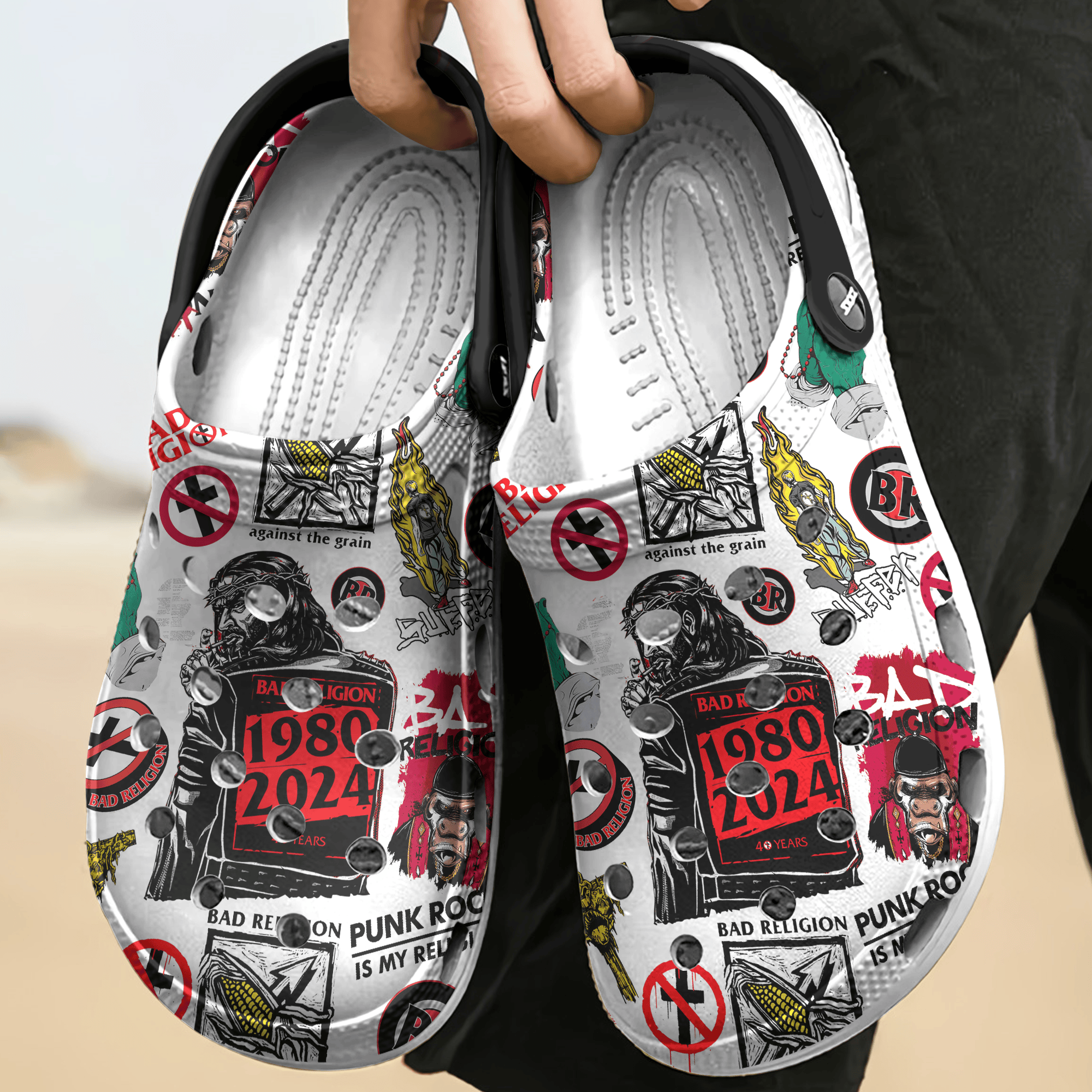 Merchidea Bad Religion Music Crocs Crocband Clogs Shoes Comfortable For Men Women and Kids