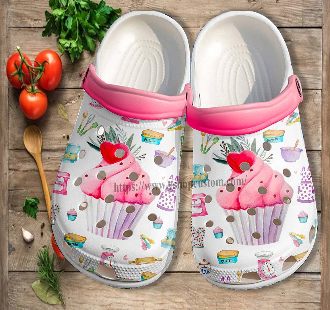 Merchidea Baking Mom Pink Shoes Gift Chef Grandma - Kitchen Cake Baking Shoes Croc Clogs Mother Day Gift