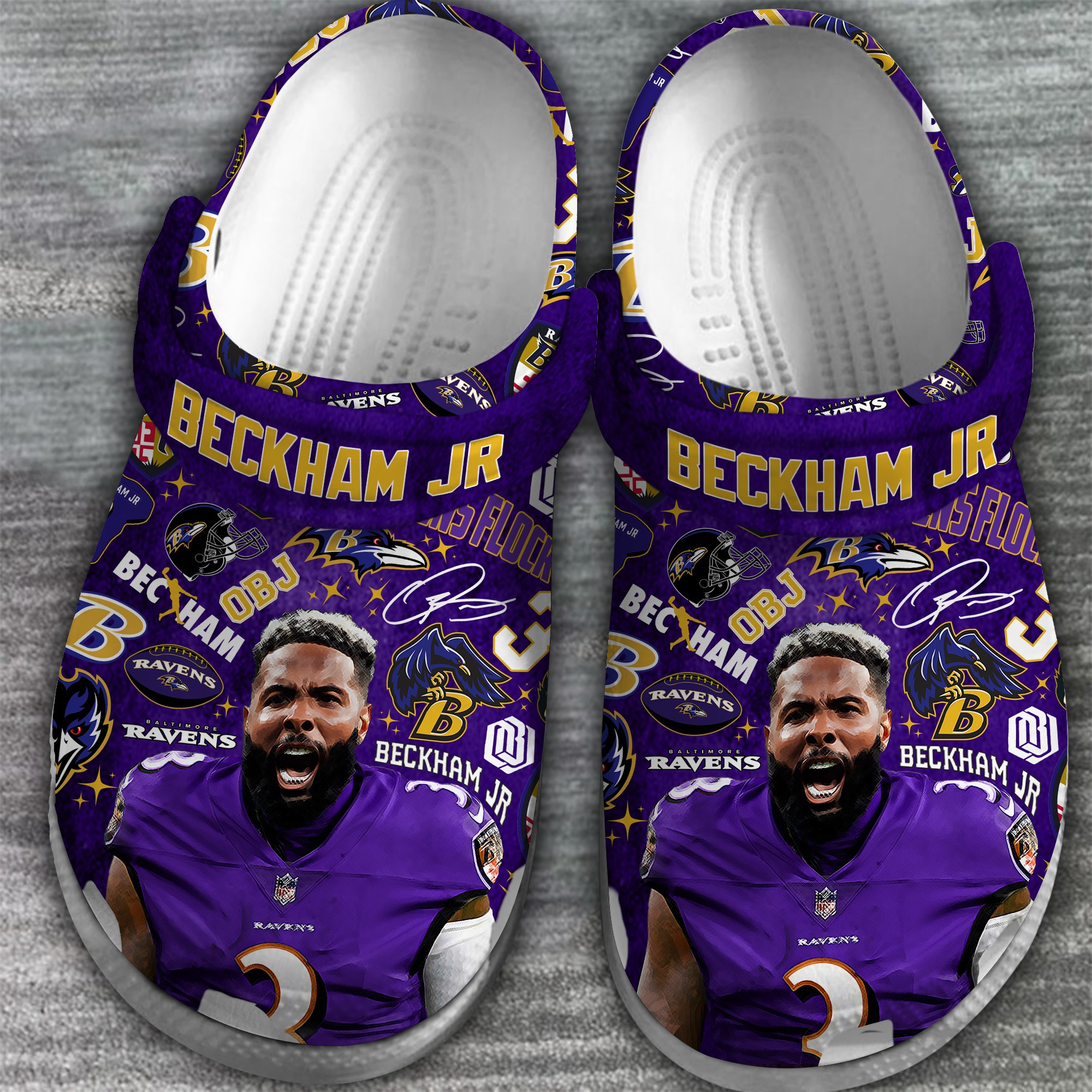 Merchidea Baltimore Ravens Beckham Jr NFL Sport Crocs Crocband Clogs Shoes Comfortable For Men Women and Kids
