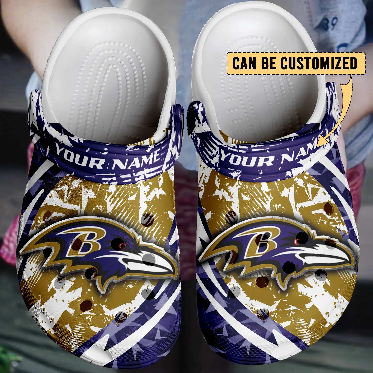 Merchidea Baltimore Ravens NFL Crocs Crocband Clogs Shoes Comfortable For Men Women and Kids