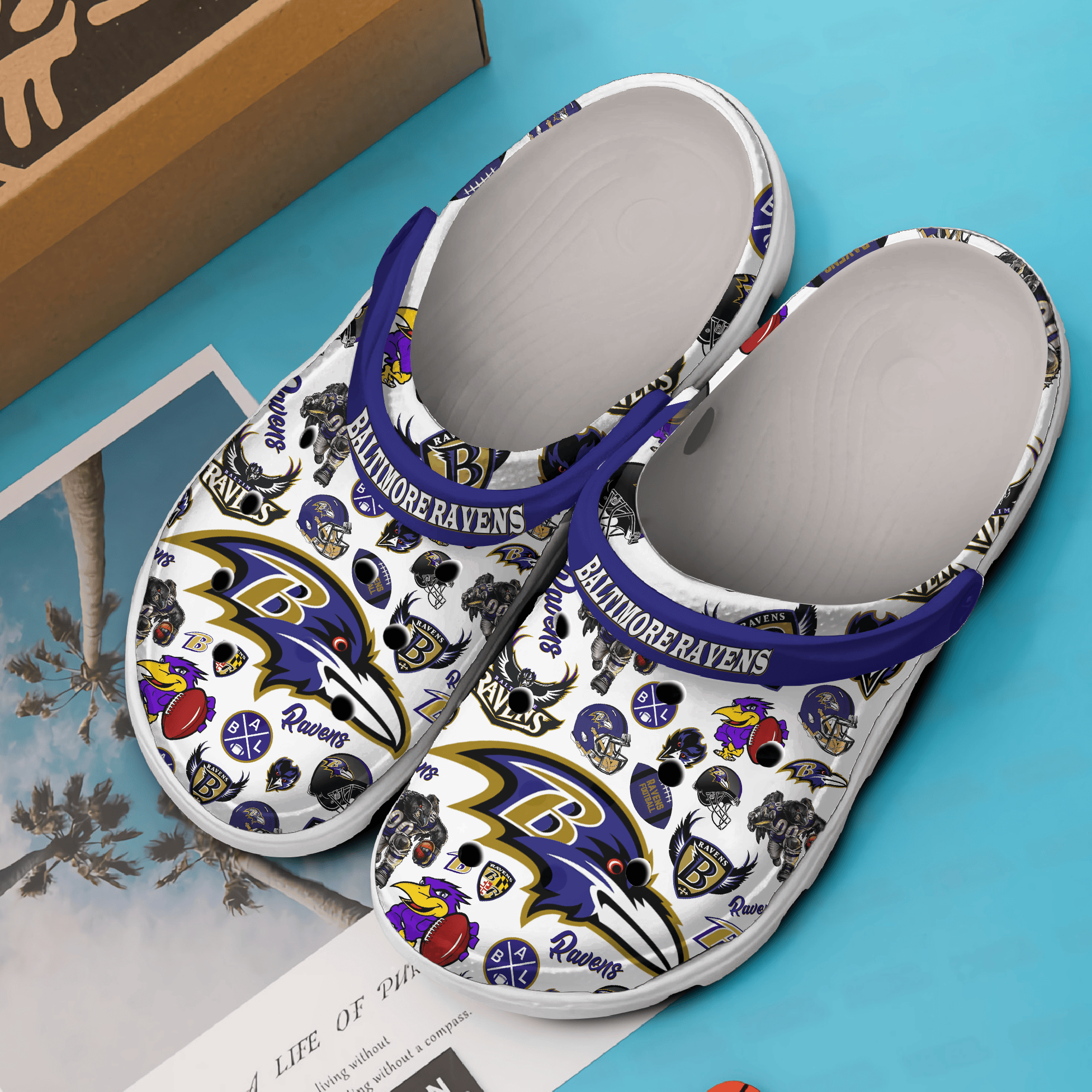 Merchidea Baltimore Ravens NFL Sport Crocs Crocband Clogs Shoes Comfortable For Men Women and Kids