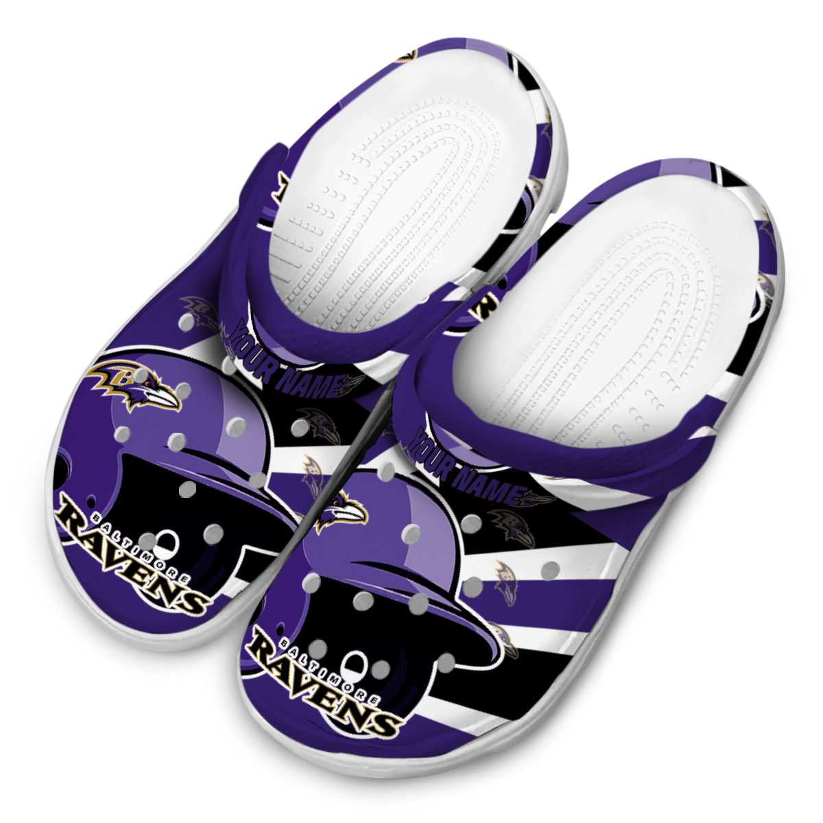 Merchidea Baltimore Ravens NFL Sport Crocs Crocband Clogs Shoes Comfortable For Men Women and Kids