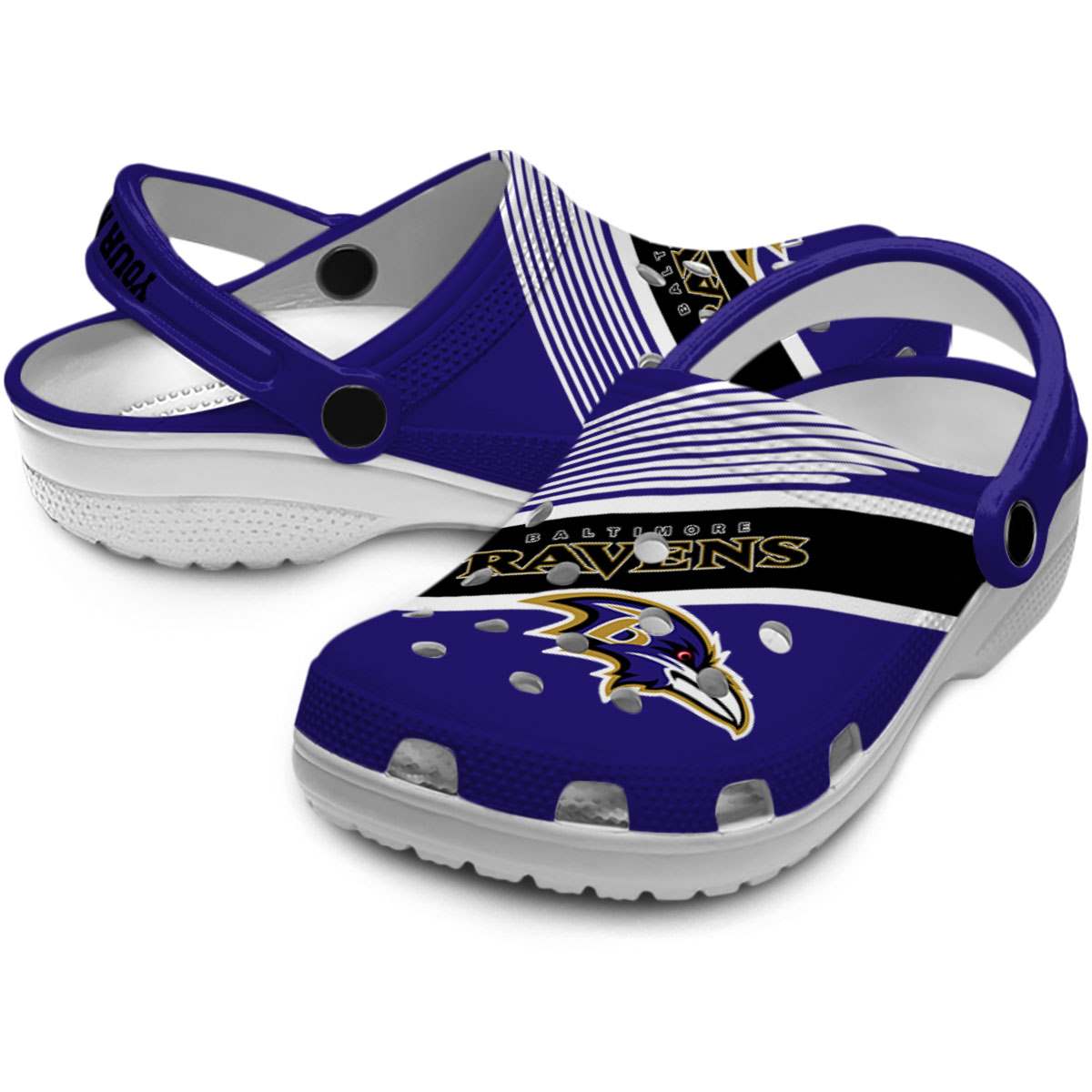Merchidea Baltimore Ravens NFL Sport Crocs Crocband Clogs Shoes Comfortable For Men Women and Kids