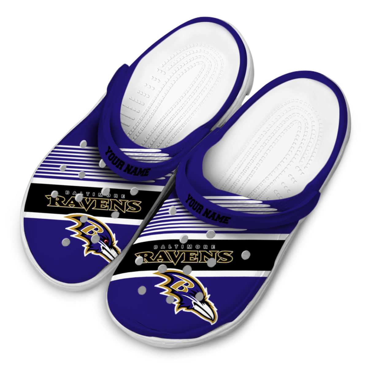 Merchidea Baltimore Ravens NFL Sport Crocs Crocband Clogs Shoes Comfortable For Men Women and Kids