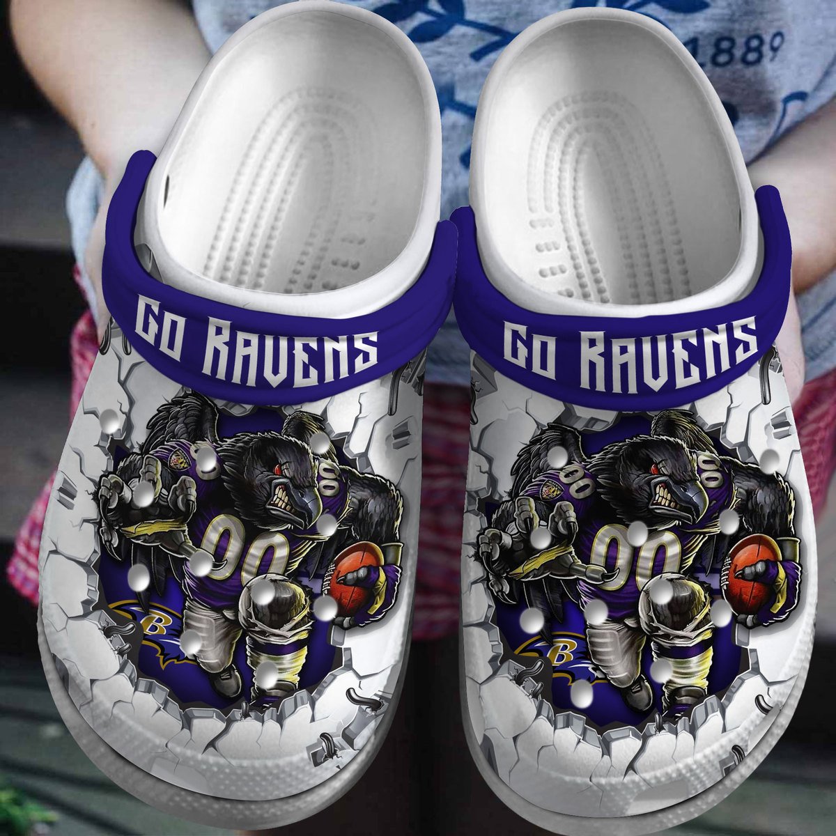 Merchidea Baltimore Ravens NFL Sport Crocs Crocband Clogs Shoes Comfortable For Men Women and Kids