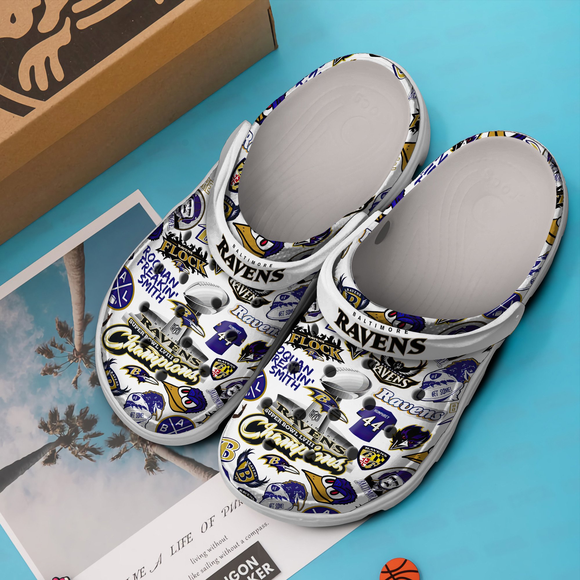 Merchidea Baltimore Ravens NFL Sport Crocs Crocband Clogs Shoes Comfortable For Men Women and Kids