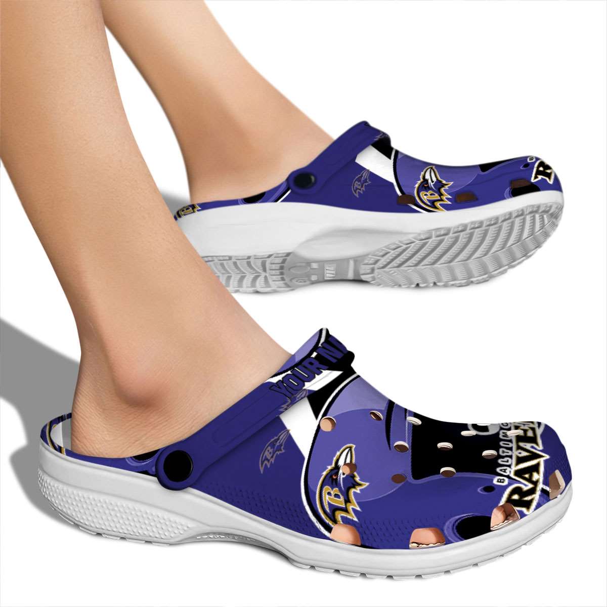 Merchidea Baltimore Ravens NFL Sport Crocs Crocband Clogs Shoes Comfortable For Men Women and Kids