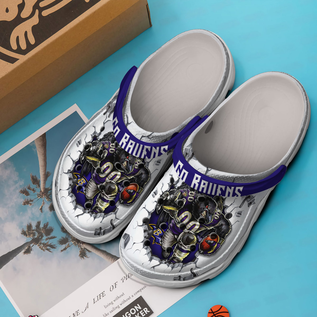 Merchidea Baltimore Ravens NFL Sport Crocs Crocband Clogs Shoes Comfortable For Men Women and Kids