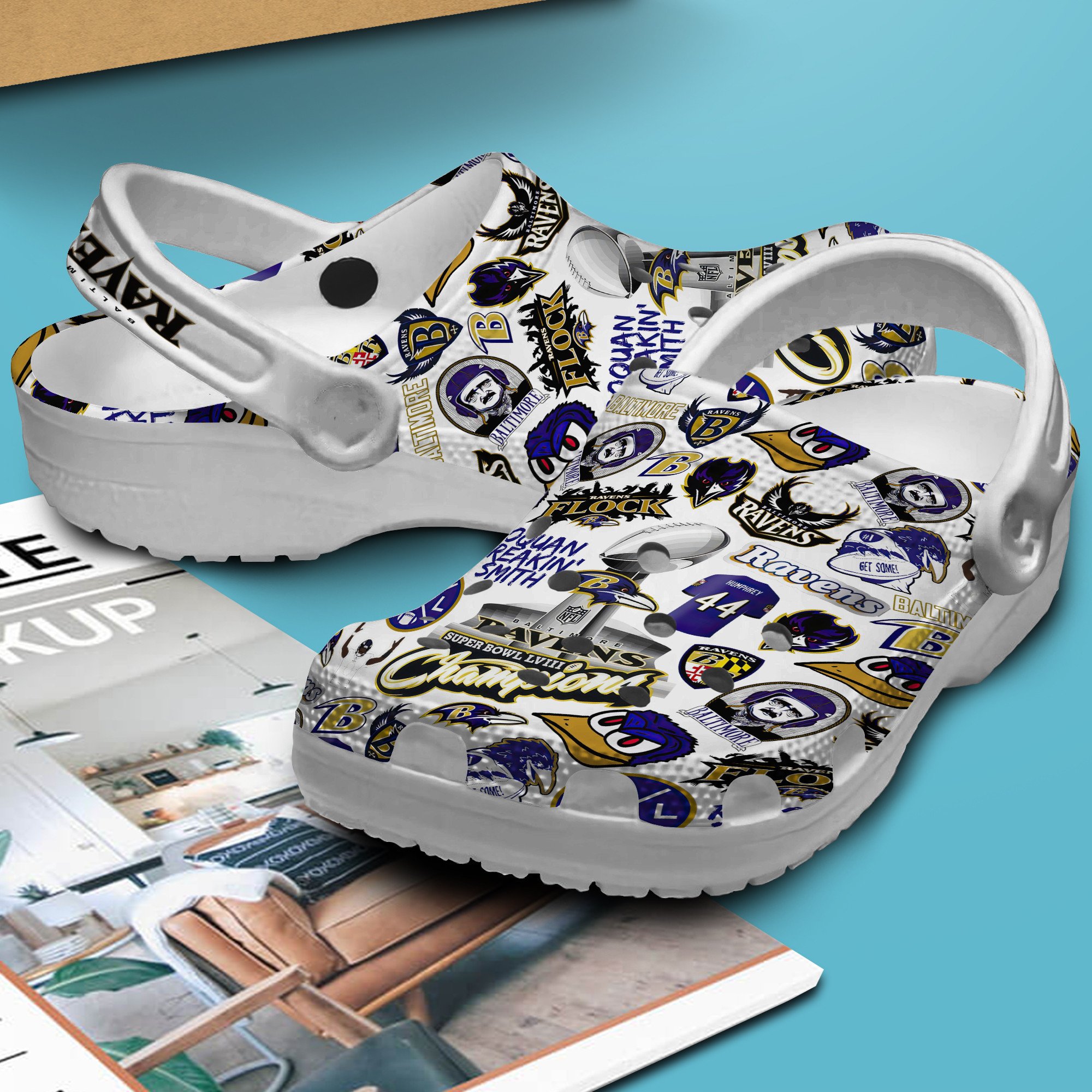 Merchidea Baltimore Ravens NFL Sport Crocs Crocband Clogs Shoes Comfortable For Men Women and Kids