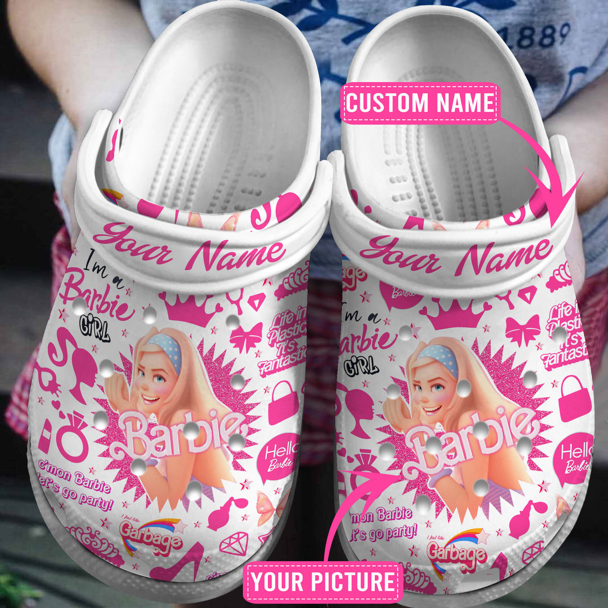 Merchidea Barbie Personalized Movie Crocs Crocband Clogs Shoes Comfortable For Men Women and Kids