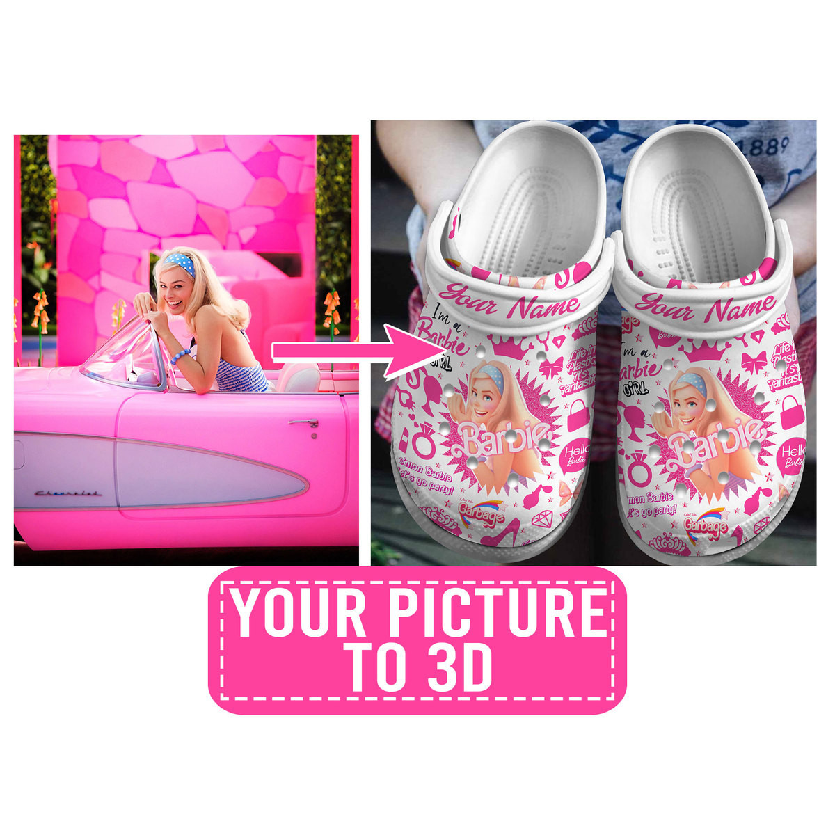 Merchidea Barbie Personalized Movie Crocs Crocband Clogs Shoes Comfortable For Men Women and Kids