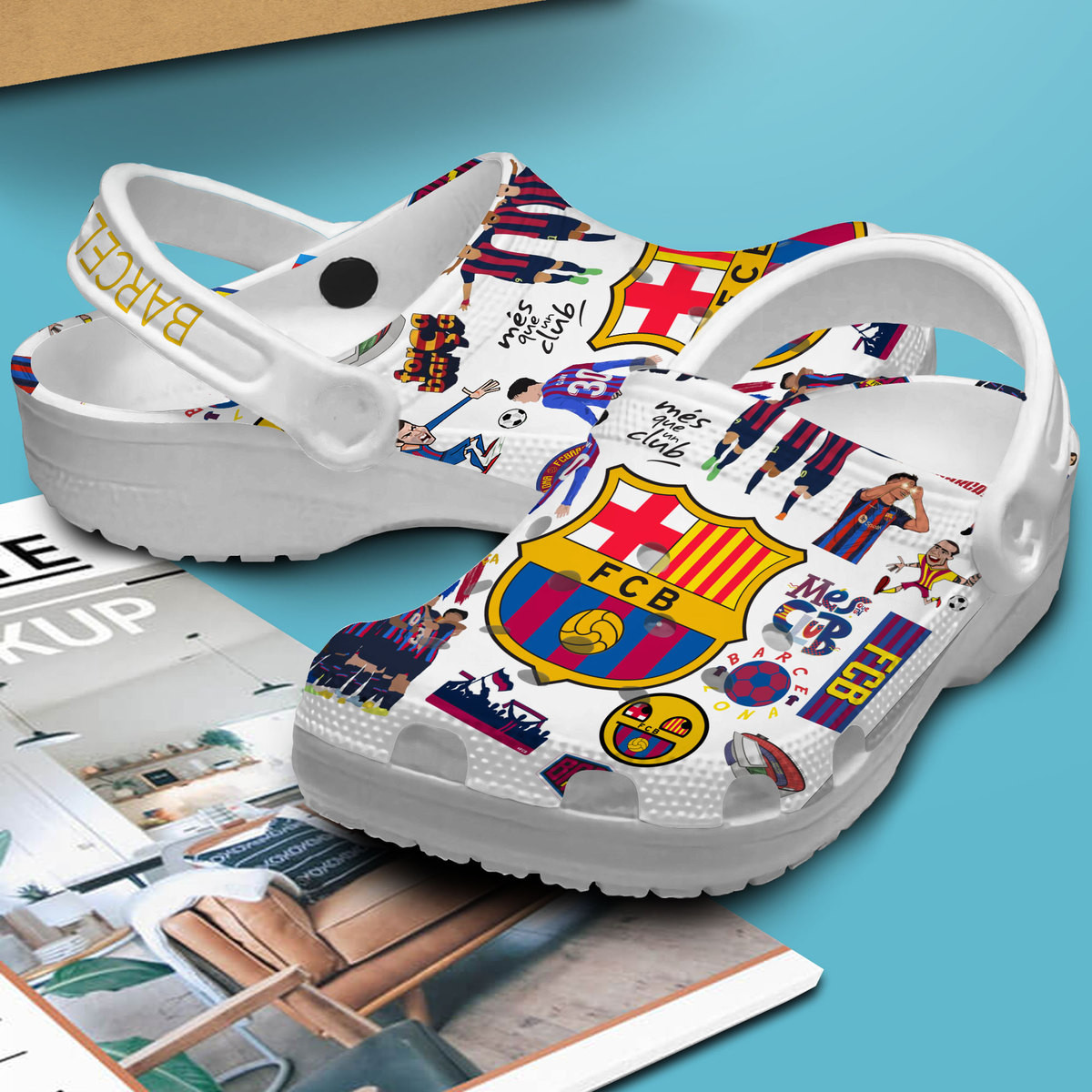 Merchidea Barcelona La Liga Sport Crocs Crocband Clogs Shoes Comfortable For Men Women and Kids